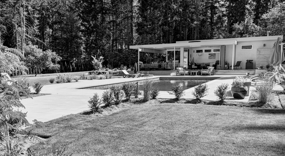 Mid century pool house design
